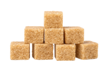 Sweet natural sugar cubes stacked in a pyramid shape, perfect for adding flavor to beverages or desserts during any occasion, cut out