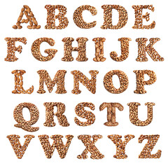 All the letters of the alphabet, A to Z, almond design transparent background PNG