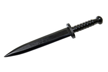 Black dagger with sleek design, ideal for historical reenactments and theatrical performances featuring medieval themes, cut out