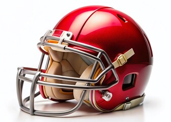 Fototapeta premium Macro Close-up of American Football Helmet, Professional Sports Equipment, Game Day Gear, Team Sports, Competition
