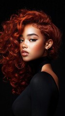 Fototapeta premium A woman with red hair and a black dress