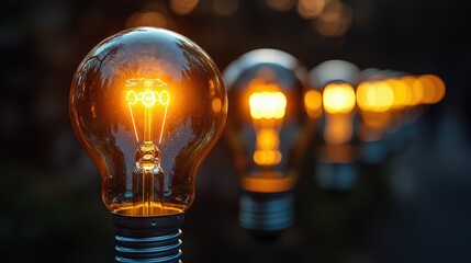 Brightly illuminated light bulb glowing against a soft background in a creative setting