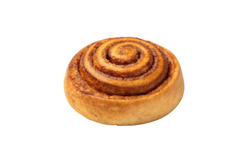 Fototapeta premium Freshly baked cinnamon roll placed on a clean surface, perfect for breakfast or dessert to enjoy with coffee or tea, cut out