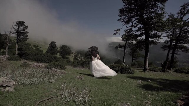 bride and groom in the forest