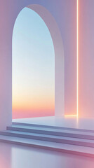 Abstract geometric architecture with neon lights