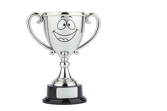 Unique trophy design featuring a smiling face for awards and recognition events, cut out