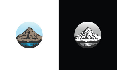 Minimalistic mountain and a lake logo design