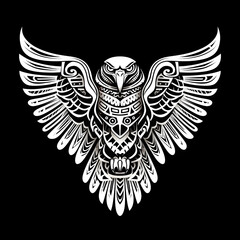 Tattoo art of a eagle  in tribal style on a black background