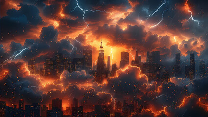 Fototapeta premium Lightning City