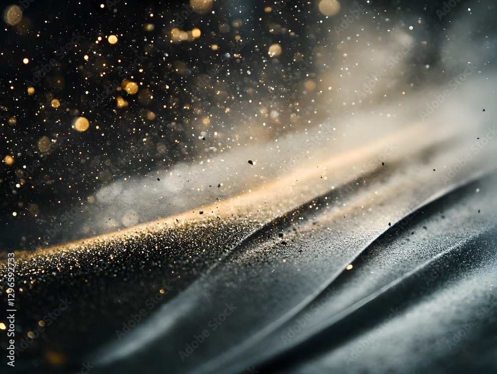 Poster Abstract view of shimmering dust particles in flowing curves