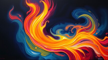 Obraz premium bioluminescent flame, depicted in a bold acrylic painting.