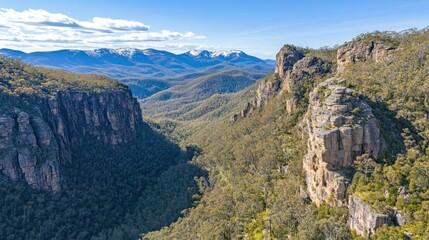 Exploring Blue Mountains National Park with Canyon Valley and Distant Peaks