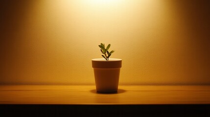 Fototapeta premium Minimalist Plant in Soft Lighting on Simple Background