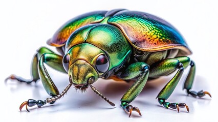 Naklejka premium Macro Photo of Beetle on Pure White Background - High Resolution Stock Image