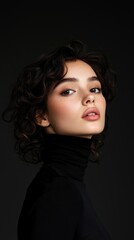 Naklejka premium A woman with a black dress and a black necktie