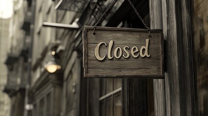 Obraz premium Store closed sign hangs on facade