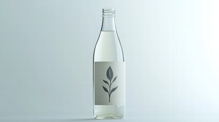 Clear glass bottle filled with purified water capturing freshness and hydration in everyday life