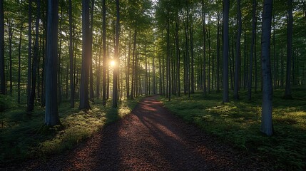Fototapeta premium Sunlight Path Forest Pathway