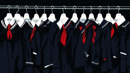 Stylish Uniforms Hanging on Clothes Rack