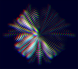 Rainbow colored dot mandala with light right sector for copying text. Black as background example. Vector.