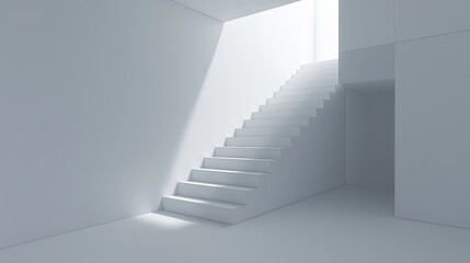 Fototapeta premium A simple staircase disappearing into a clean white void