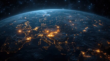 Aerial view of earth from space showcasing the planets curvature and atmosphere in a stunning cosmic perspective