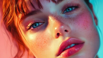 Fototapeta premium A youthful look created with oversized layers for a modern stylish woman showcasing trendy fashion and vibrant colors in a lively urban setting