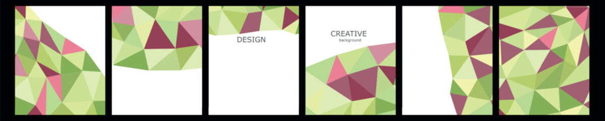 Set of vector cover notebook design. Abstract rainbow minimal triangles halftone template design for notebook paper, copybook brochures, book, magazine. Planner and diary cover for print.