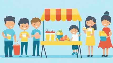 Children Running Lemonade Stand Fundraiser for Charity