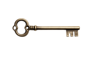 vintage brass key with ornate design, symbolizing security and access. This key is perfect for representing concepts of unlocking potential or hidden treasures