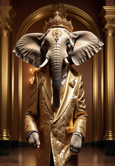 Obraz premium Antropomorfismo, elefante, cerdo, soldado, persona, retrato, arte, hombre elefante 