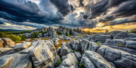 Majestic Gray Rock Landscape: Dramatic Mountain Range Background