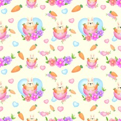 seamless pattern with rabbit, Easter Day pattern.