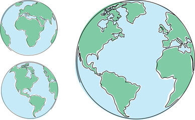 Earth globe vector illustration set
