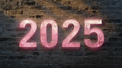 Stylish brick wall adorned with a bright neon sign displaying the number 205 in a trendy atmosphere