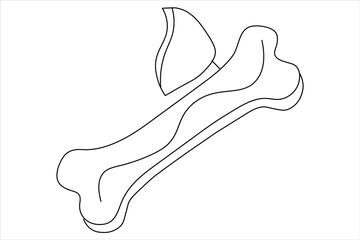 Dog bone continuous single line drawing animal paw icon outline vector icon



