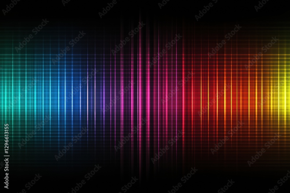 Aufkleber Vibrant soundwave pattern showcasing colorful visual representation of audio frequencies and rhythms. Generative AI