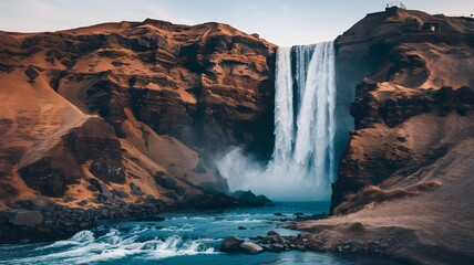 A waterfall where the water flow is replaced with glowing sand particles.
