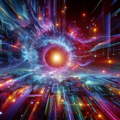 Obraz premium Cyberspace Portal in Digital Reality 