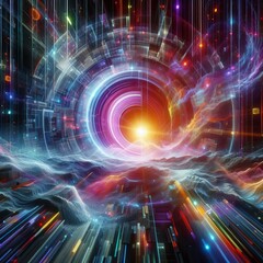Obraz premium Cyberspace Portal in Digital Reality 