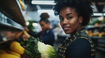 Fresh Produce in Retail Space with Bright Lighting