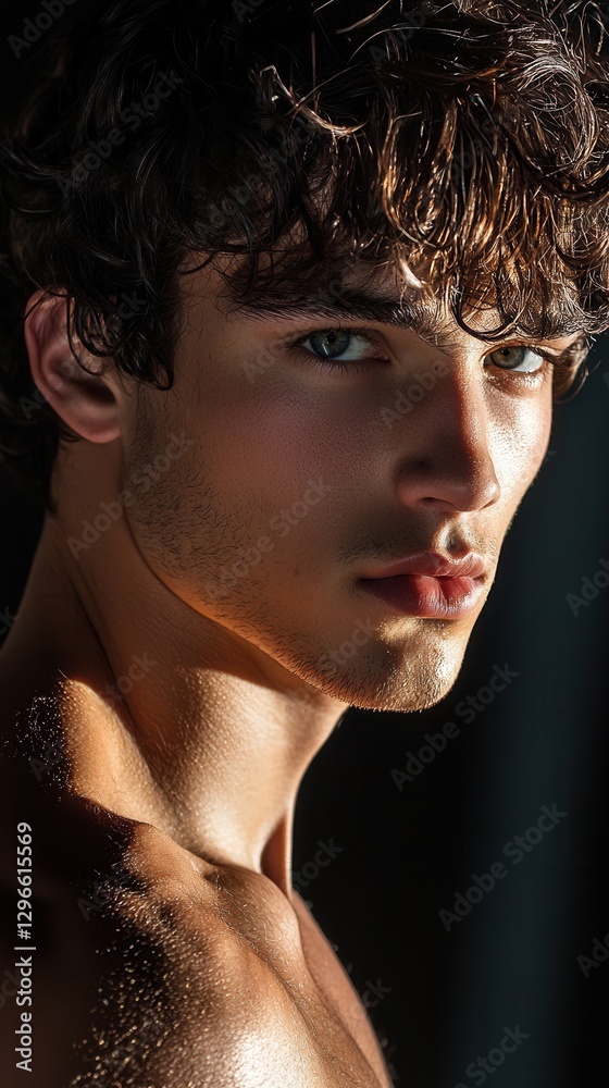 Aufkleber A man with a beard and a mustache is standing in front of a dark background