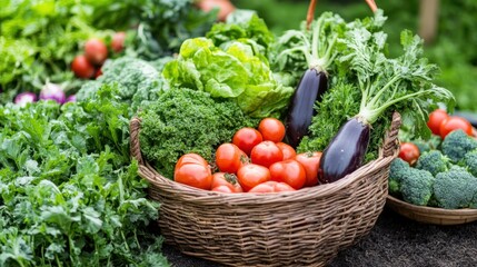 Fototapeta premium Fresh Vegetables Harvested from Vibrant Farmland