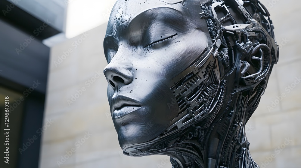 Poster Futuristic Robot Model with Sleek Design and Intricate Details