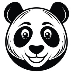 a panda icon with round ears black patches around vector