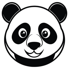 a panda icon with round ears black patches around vector