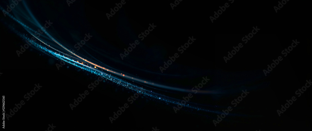 Poster abstract light trails flowing on dark background