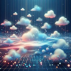 Fototapeta premium Metaverse Pixel Clouds 