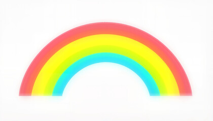Vibrant rainbow arc against clean white background, cheerful positivity