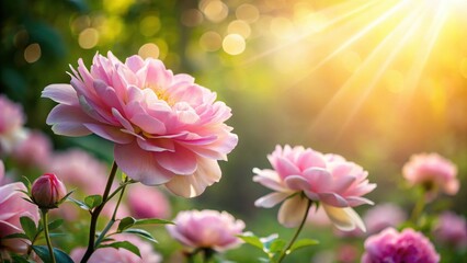 Fototapeta premium Soft pink petals unfolding under lunar rays, garden, nature, garden